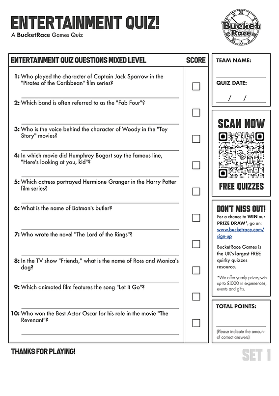 Best questions for entertainment quiz with answers: Challenge Your Friends!
