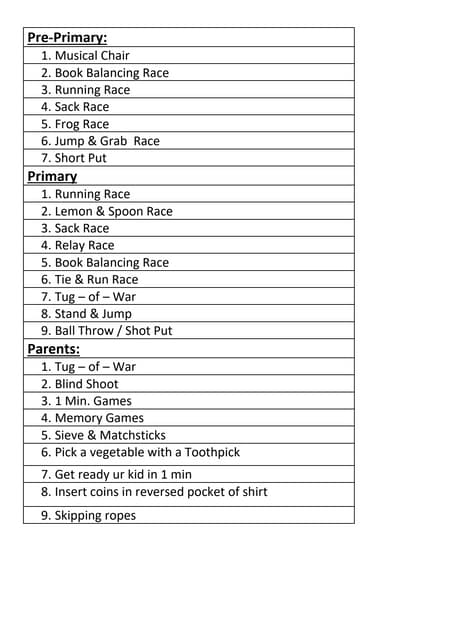 sports day games list: Plan it!